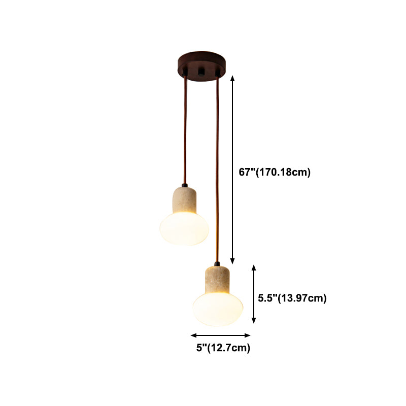 Modern Stone Hanging Lamp 1-Light Pendant Lamp with Wood for Bedroom