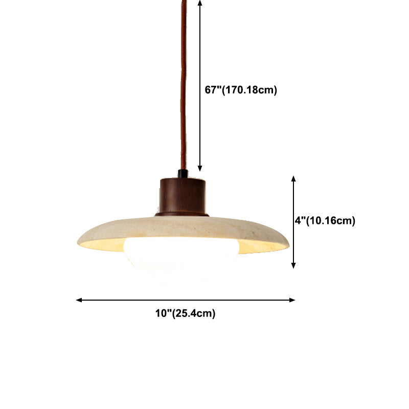 Modern Stone Hanging Lamp 1-Light Pendant Lamp with Wood for Bedroom