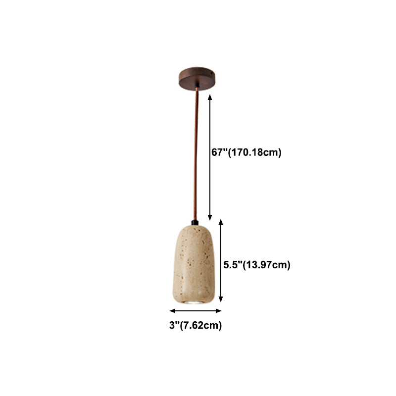 Modern Stone Hanging Lamp 1-Light Pendant Lamp with Wood for Bedroom