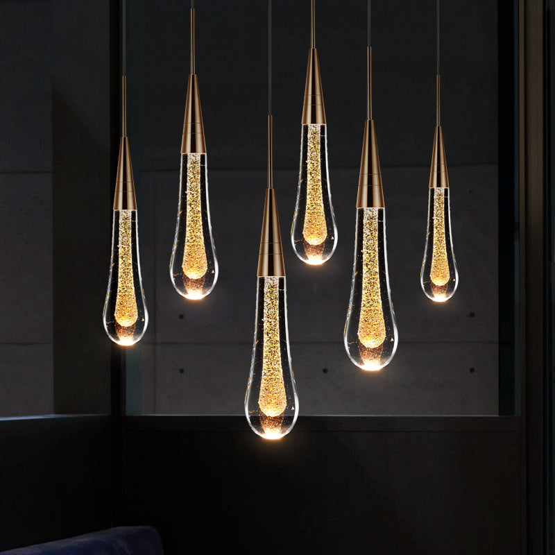 Postmodern Crystal Pendant Light Water Droplets Shape Hanging Pendant for Bedroom