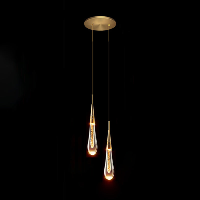 Postmodern Crystal Pendant Light Water Droplets Shape Hanging Pendant for Bedroom