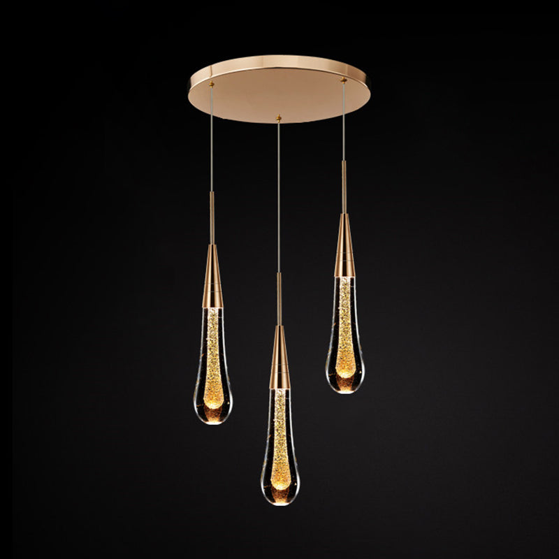 Postmodern Crystal Pendant Light Water Droplets Shape Hanging Pendant for Bedroom