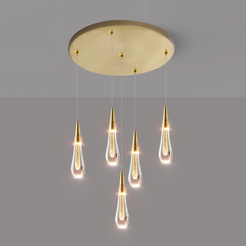 Postmodern Crystal Pendant Light Water Droplets Shape Hanging Pendant for Bedroom