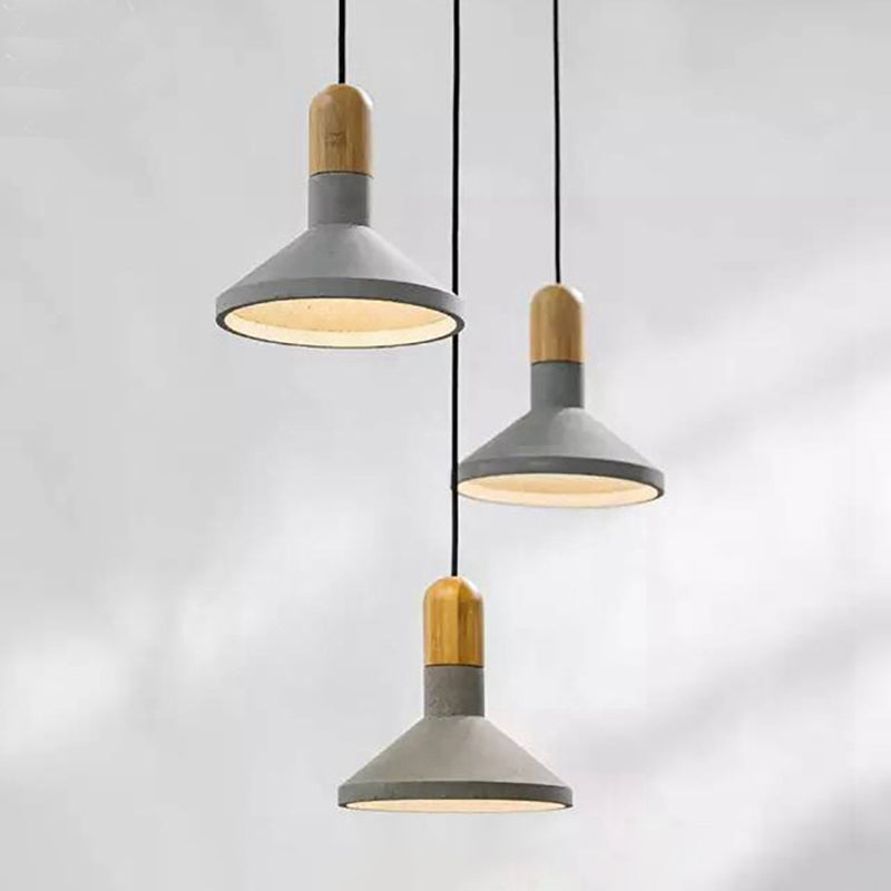 1-Light Hanging Light Fixture Modern Stone Pendant Lamp with Cement Shade for Bedroom