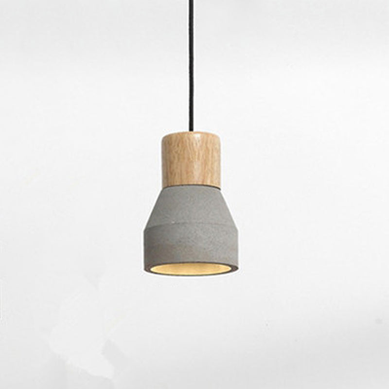 1-Light Hanging Light Fixture Modern Stone Pendant Lamp with Cement Shade for Bedroom