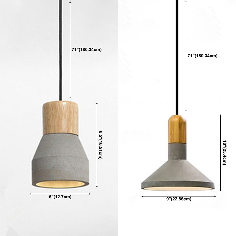 1-Light Hanging Light Fixture Modern Stone Pendant Lamp with Cement Shade for Bedroom