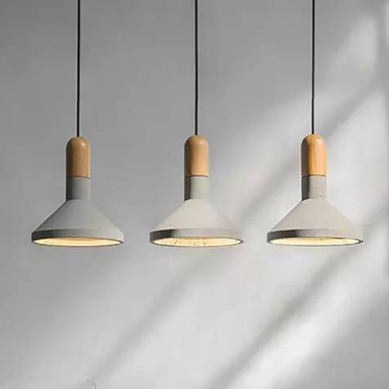 1-Light Hanging Light Fixture Modern Stone Pendant Lamp with Cement Shade for Bedroom