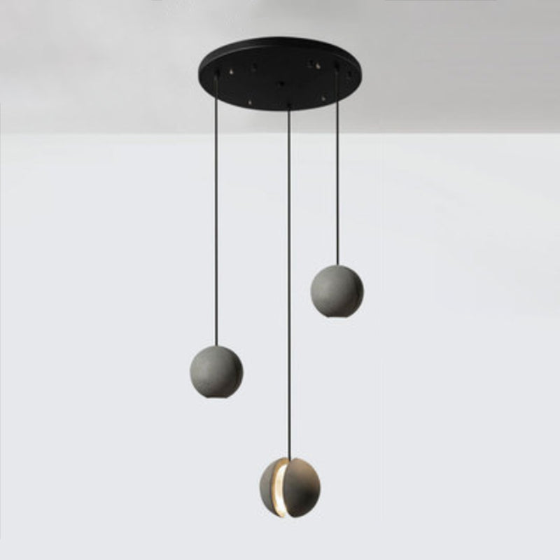 Cement Moon Shaped Multi-Light Pendant Nordic Style Hanging Lamp for Dining Room