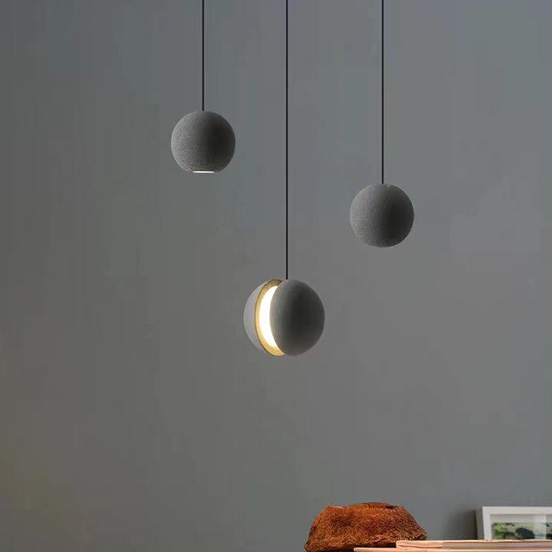 Cement Moon Shaped Multi-Light Pendant Nordic Style Hanging Lamp for Dining Room