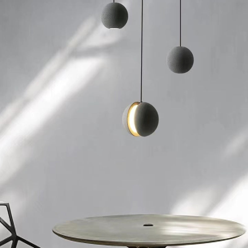 Cement Moon Shaped Multi-Light Pendant Nordic Style Hanging Lamp for Dining Room