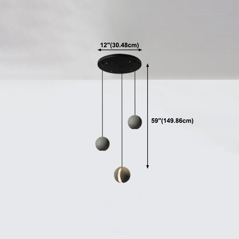 Cement Moon Shaped Multi-Light Pendant Nordic Style Hanging Lamp for Dining Room