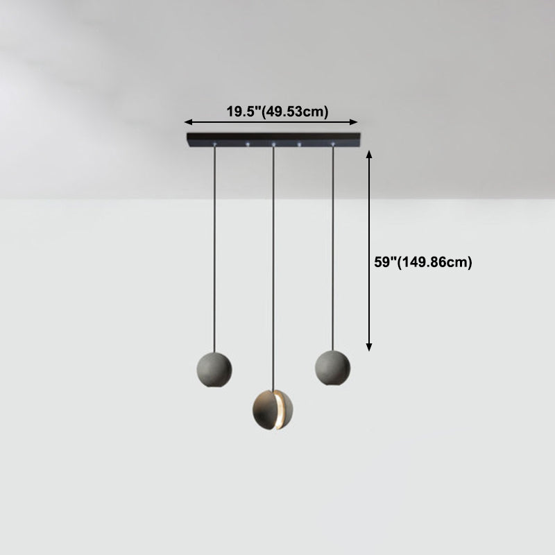 Cement Moon Shaped Multi-Light Pendant Nordic Style Hanging Lamp for Dining Room