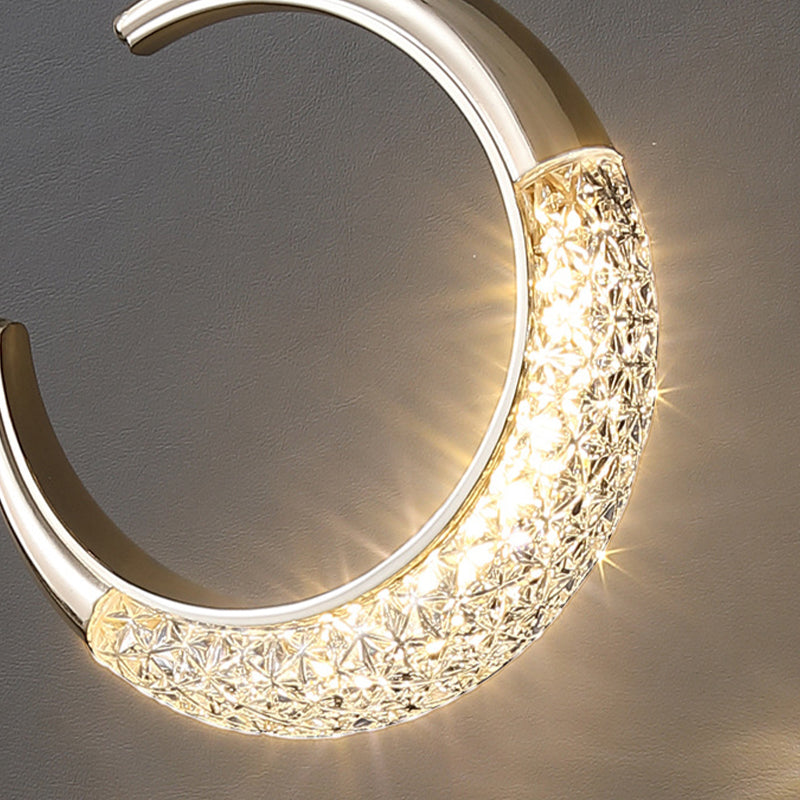 Nordic Style Metal Pendant Light Moon Shape Ceiling Lamp with Acrylic Shade for Bedroom