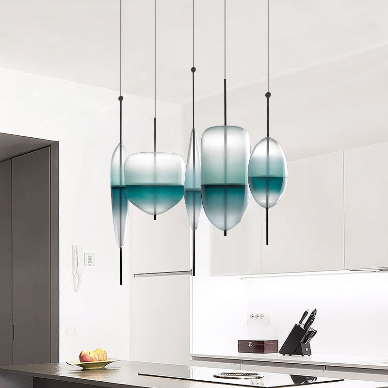 1 Light Geometric Hanging Ceiling Light Modern Style Glass Hanging Lamps