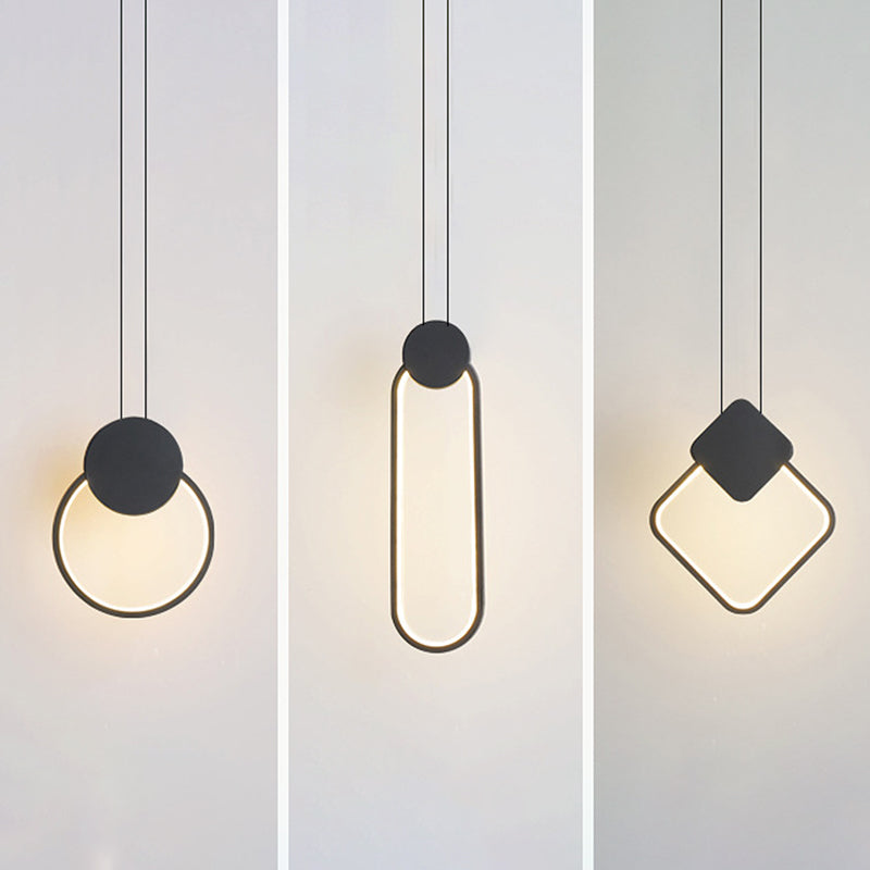 Postmodern Metal Ceiling Light Minimalist Style Geometry Led Pendant Lamp for Living Room