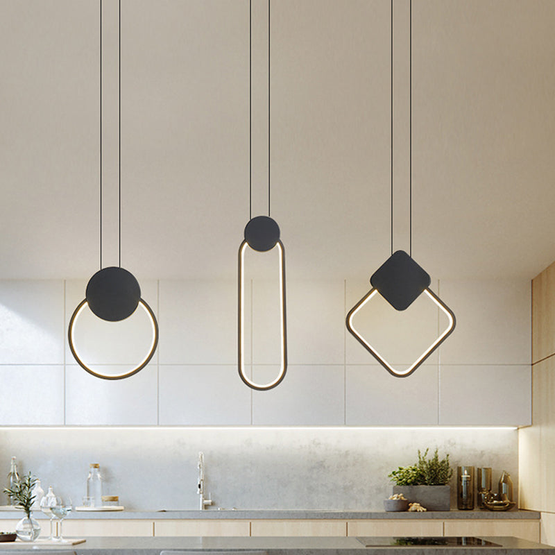 Postmodern Metal Ceiling Light Minimalist Style Geometry Led Pendant Lamp for Living Room