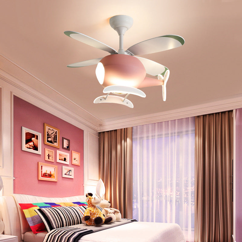 Multi Lights Ceiling Fan Light Cartoon Style Ceiling Mount Light for Kid Room