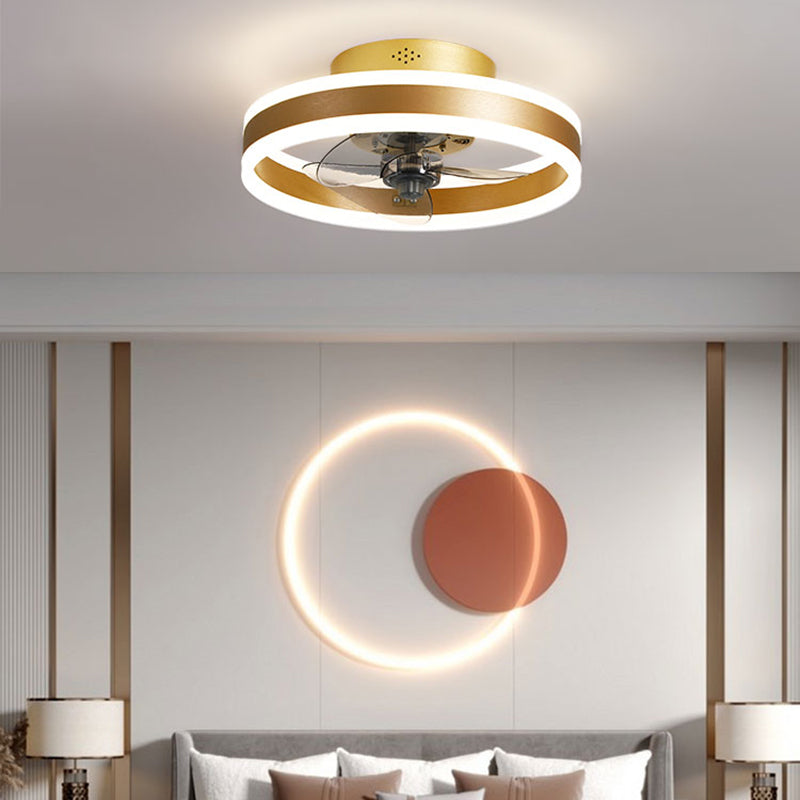 Round Shape Metal Ceiling Fan Modern Style 1 Light  Ceiling Fan Lamp