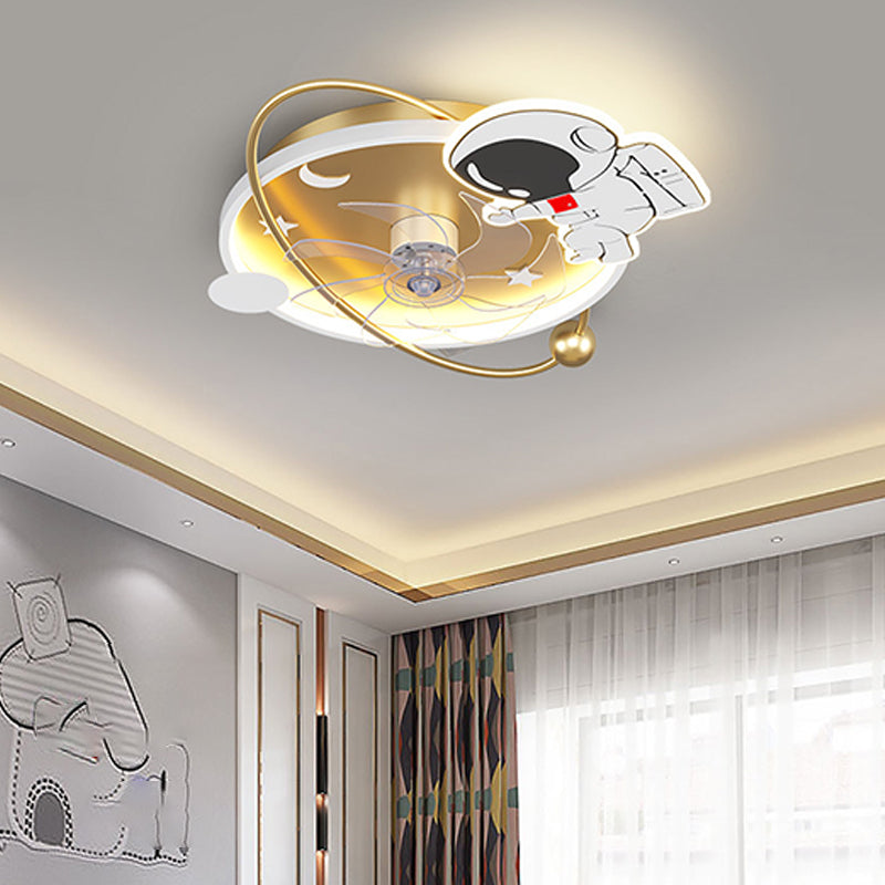 Modern Astronaut Ceiling Fan Light Metal LED Ceiling Fan for Children's Room