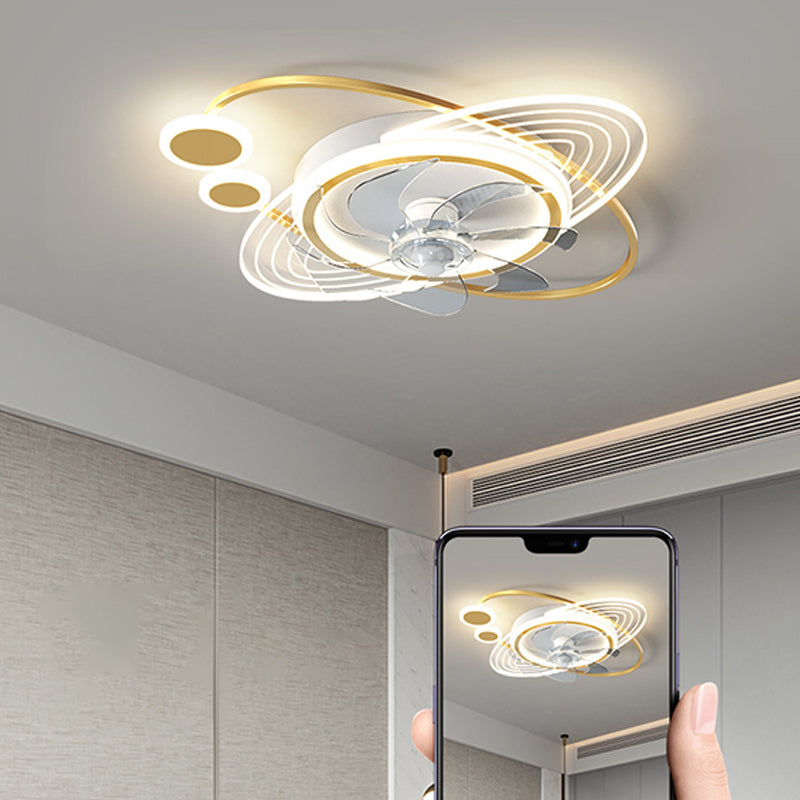 Modern Astronaut Ceiling Fan Light Metal LED Ceiling Fan for Children's Room