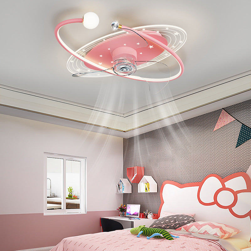 Contemporary Ceiling Fan Light Metal LED Ceiling Fan with Crystal for Children's Room