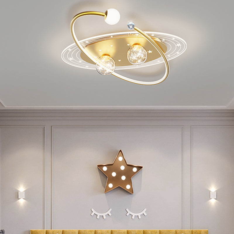 Contemporary Ceiling Fan Light Metal LED Ceiling Fan with Crystal for Children's Room