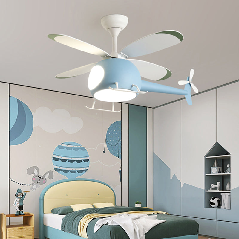 Chlidren Ceiling Fan Light LED Ceiling Mount Lamp with Acrylic Shade for Kid's Room