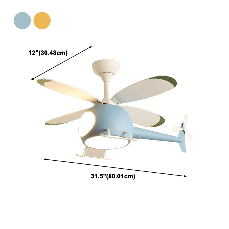 Chlidren Ceiling Fan Light LED Ceiling Mount Lamp with Acrylic Shade for Kid's Room