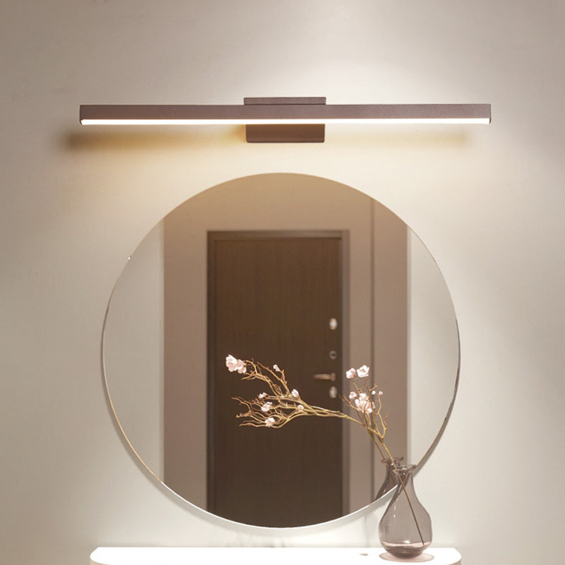 Modern Style Linear Vanity Mirror Lights Metal 1 Light Vanity Sconce Lights in Brown