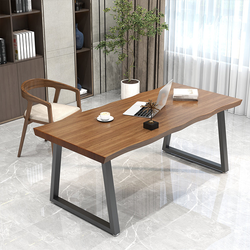 Contemporary Style Office Desk Solid Wood Brown Meeting Writing Desk