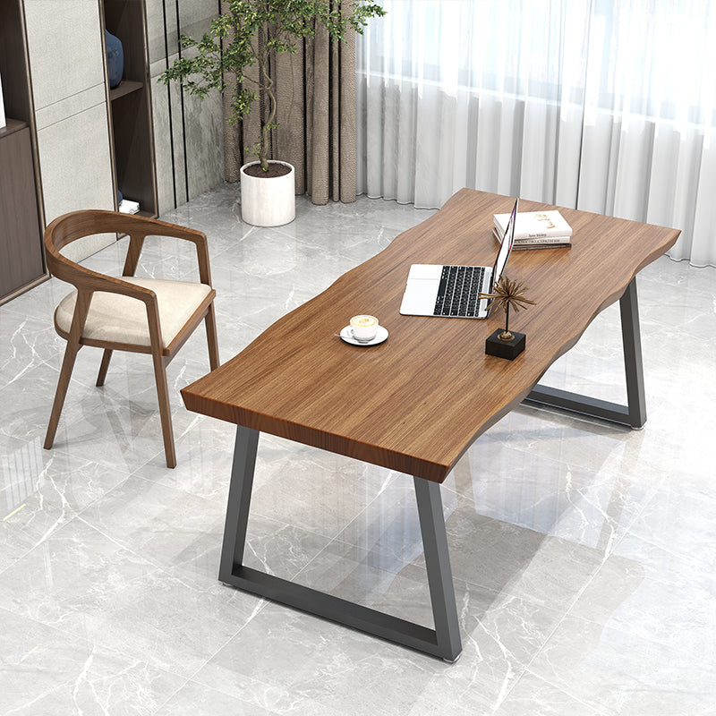 Contemporary Style Office Desk Solid Wood Brown Meeting Writing Desk