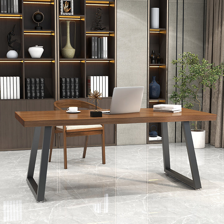 Contemporary Style Office Desk Solid Wood Brown Meeting Writing Desk