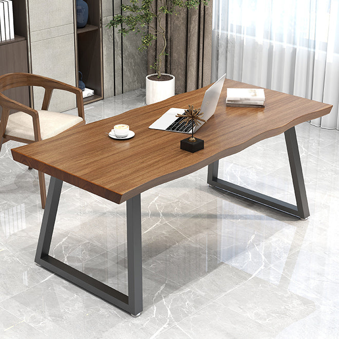 Contemporary Style Office Desk Solid Wood Brown Meeting Writing Desk