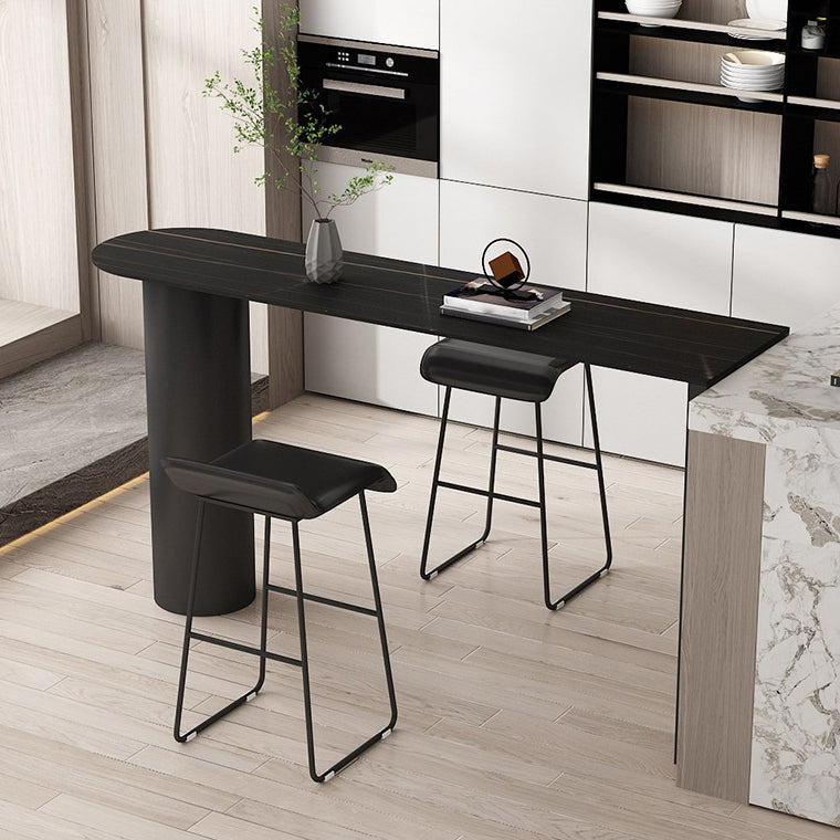 Stone Bar Dining Table Modern Bar Table with Double Pedestal Base for Kitchen Dining Room