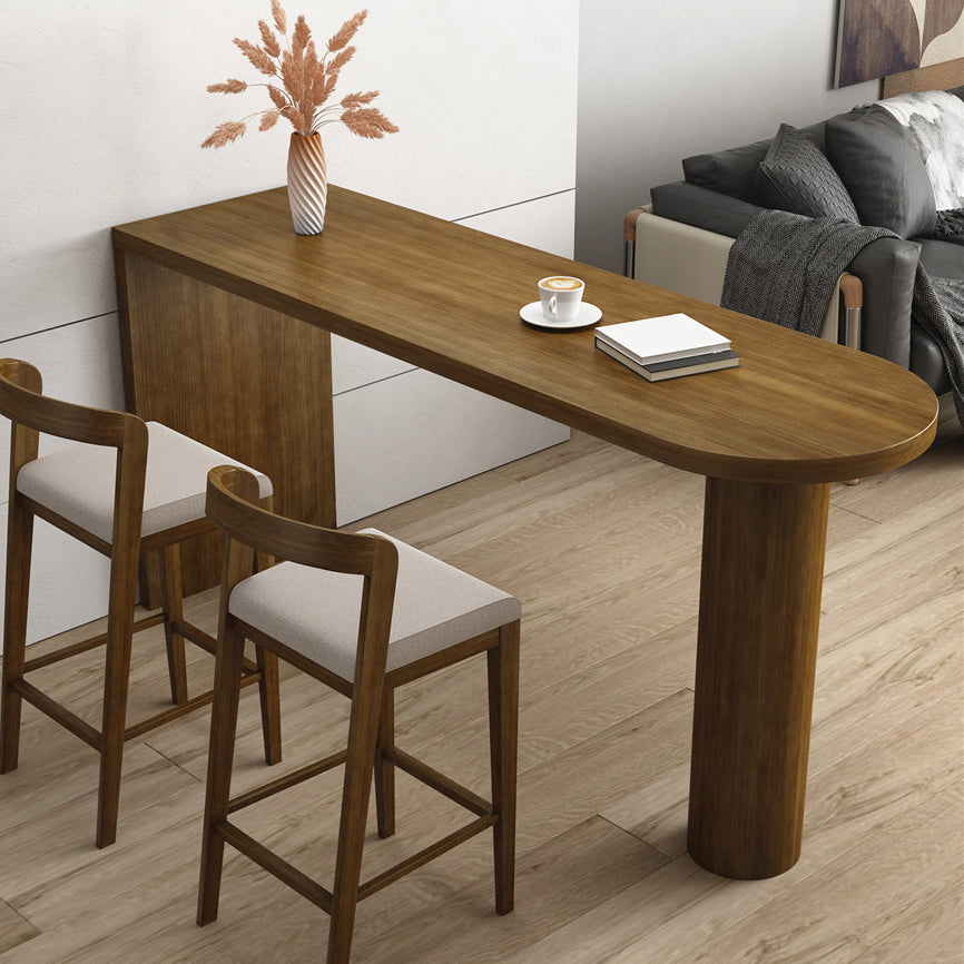 Pine Wood Bar Dining Table Modern Bar Table with Double Pedestal for Dining Room