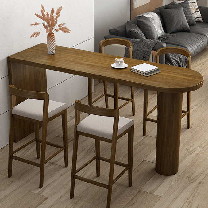 Pine Wood Bar Dining Table Modern Bar Table with Double Pedestal for Dining Room