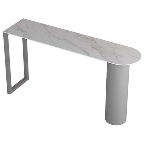 Stone Bar Dining Table Modern Bar Table with Double Pedestal for Kitchen Dining Room