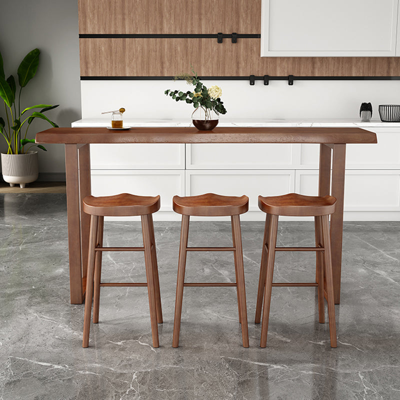 Wood Bar Dining Table Modern Bar Table with Sled Base for Milk Tea Shop