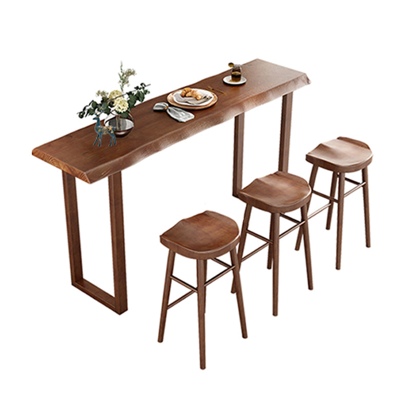 Wood Bar Dining Table Modern Bar Table with Sled Base for Milk Tea Shop