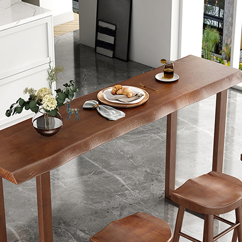 Wood Bar Dining Table Modern Bar Table with Sled Base for Milk Tea Shop