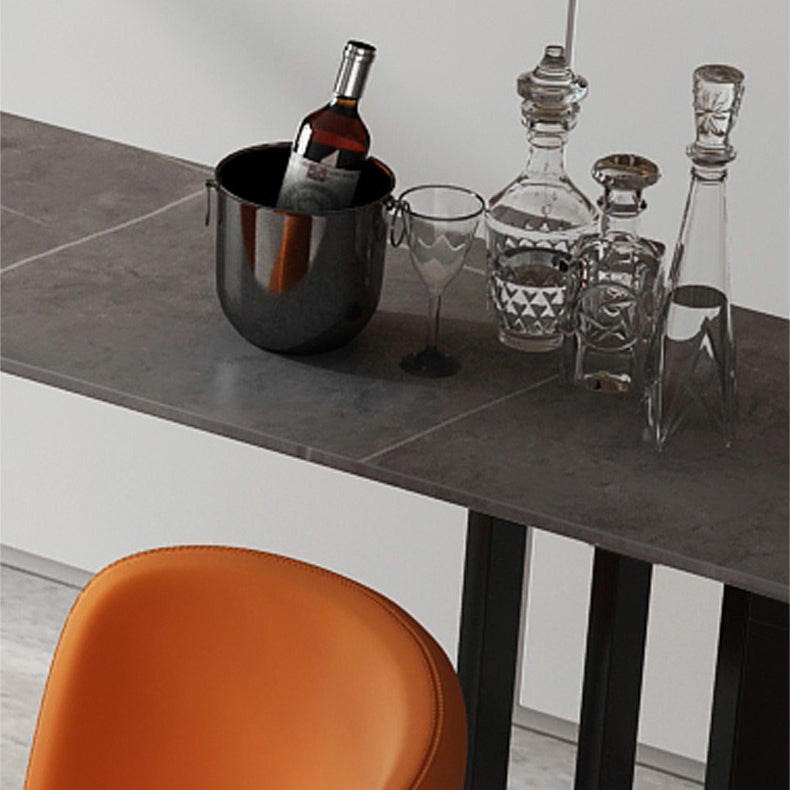 Modern Style Bar Table 42-inch Height Stone Top and Black Base Bistro Table