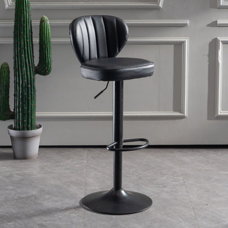 Contemporary Bar-stool Liftable Leather Counter Bar Stool with Metal Legs