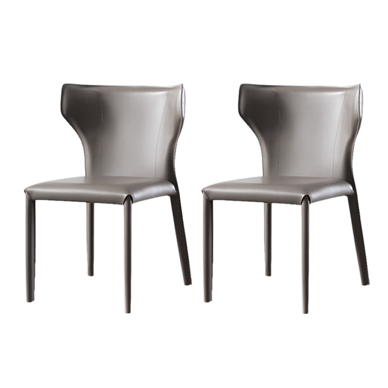 Armless Dining Chairs Modern Leather Wingback Side Chairs for Dining Room