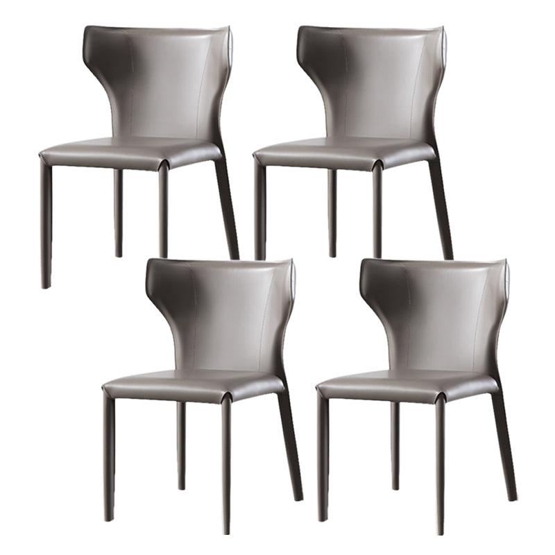 Armless Dining Chairs Modern Leather Wingback Side Chairs for Dining Room