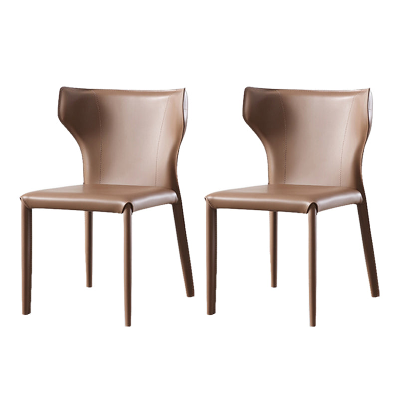 Armless Dining Chairs Modern Leather Wingback Side Chairs for Dining Room