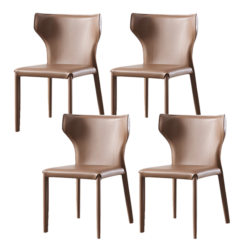 Armless Dining Chairs Modern Leather Wingback Side Chairs for Dining Room