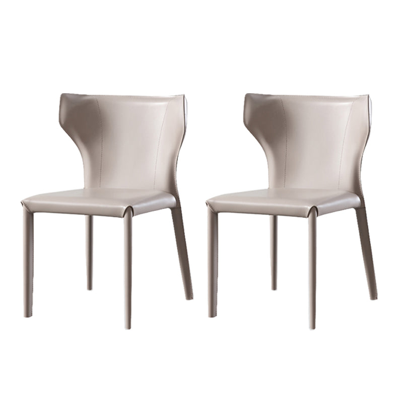 Armless Dining Chairs Modern Leather Wingback Side Chairs for Dining Room