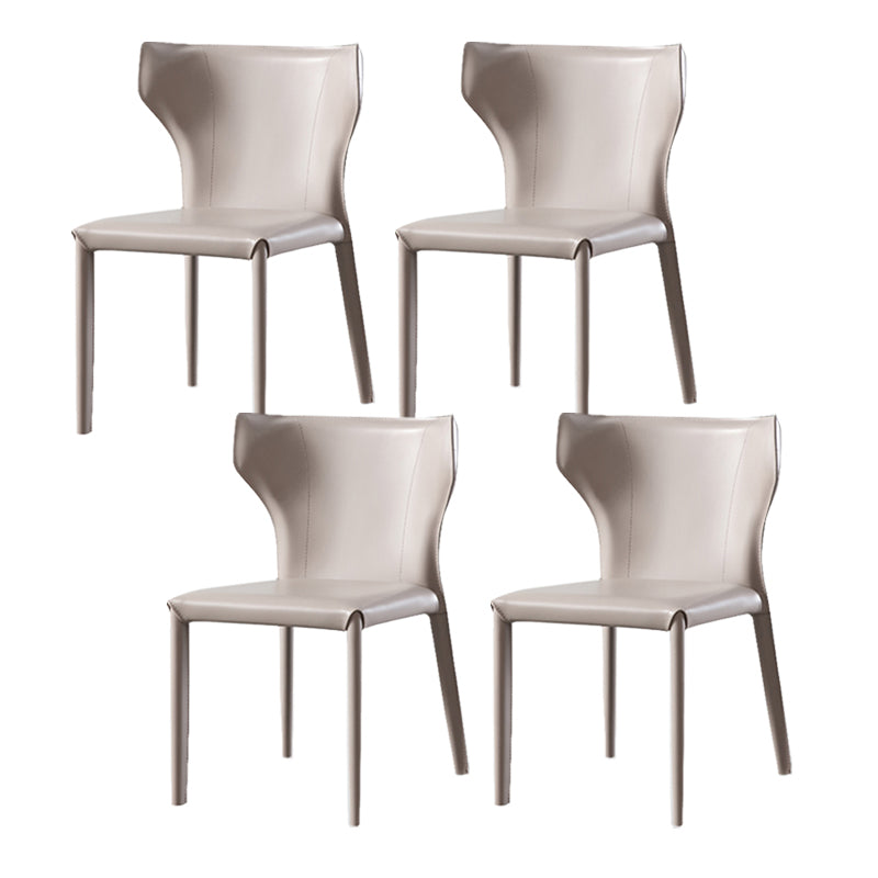 Armless Dining Chairs Modern Leather Wingback Side Chairs for Dining Room