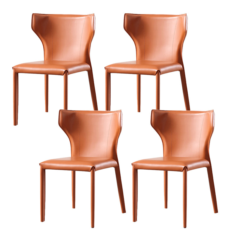 Armless Dining Chairs Modern Leather Wingback Side Chairs for Dining Room