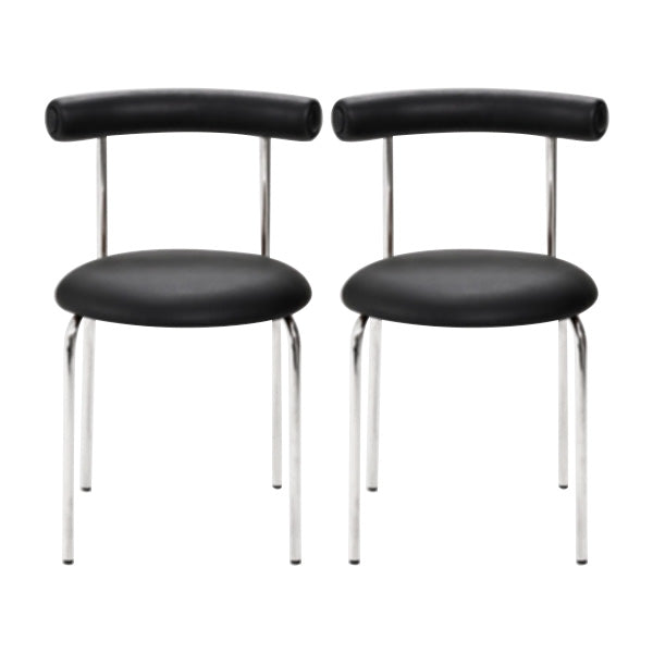 Contemporary PU Leather Side Chair Open Back Stackable Dining Side Chair